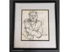 A framed Robert Lenkiewicz pencil sketch of man, i