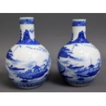 A pair of Chinese blue & white porcelain vases, ap