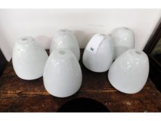 Six large industrial glass lamp shades, 10.25in hi