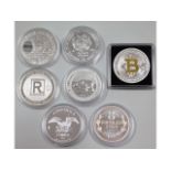 Seven .999 silver proof collectable coins & crowns