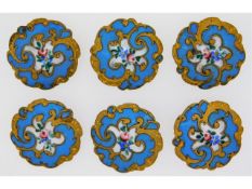 A set of six 19thC. French champlevé enamel button