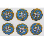 A set of six 19thC. French champlevé enamel button