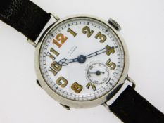 A silver cased WW1 era gents wrist watch, maker/re