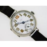 A silver cased WW1 era gents wrist watch, maker/re