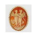 A 9ct gold cameo brooch, 48mm x 38mm, 14.3g