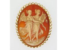 A 9ct gold cameo brooch, 48mm x 38mm, 14.3g