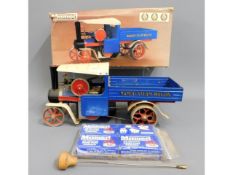 A Mamod steam wagon with fuel & box