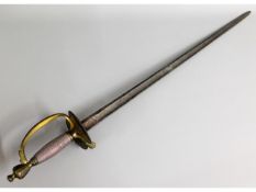 A British Napoleonic, Geroge III-Period 1796 Pattern Infantry Officer's Spadroon, with gilt brass hi