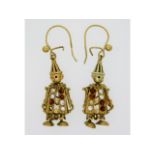 A pair of 9ct gold articulated clown earrings set