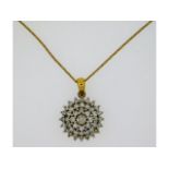An 18ct gold necklace & pendant set with 1ct diamo