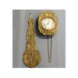 An early 20thC. French brass repousse wall clock,