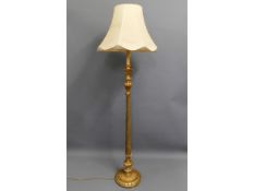 A gilt wood style standard lamp, overall height in