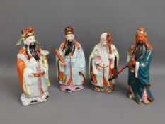 Three Chinese porcelain god figures representing, prosperity, longevity and happiness 'Fu, Lu, Shou"