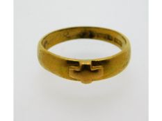 A 22ct gold ring with "nursing cross" decor,1964, size M/N, 3.2g