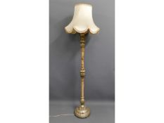 A "shabby chic" standard lamp with painted & silk