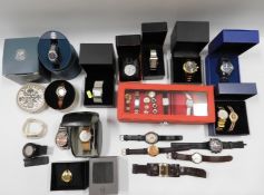 A collection of various fashion watches, some with