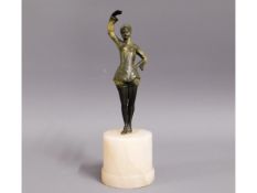 A German spelter dancer figure on alabaster base,