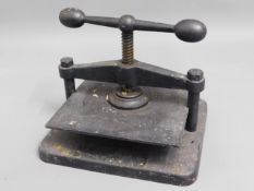 An antique book press, plate size 11in x 10.5in