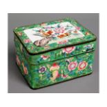 A c.1900 Chinese enamelled box & cover, 4in wide x 3.25in deep x 2.5in high, minor losses