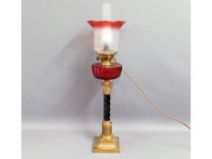 An antique oil lamp later converted to electricity