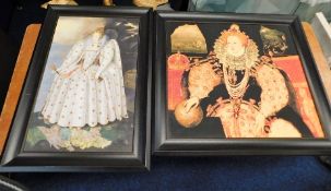 Two decortive framed prints of Queen Elizabeth I,