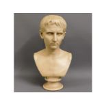 A decorative, heavy resin bust of Roman Emperor Ga