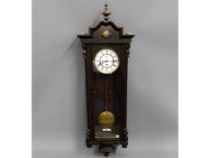A 19thC. regulator clock, some losses to case, 49i