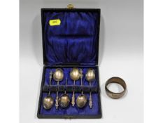 A set of six silver apostle spoons, one a/f twinne