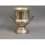 A silver plated wine cooler, small area of wear to