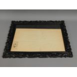 A Chinese Mei Lee carved picture frame, 21.5in x 1