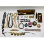 A silver brooch, an 18ct gold plated ring, a ladies Rotary wrist watch, and other costume jewellery