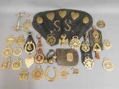 A quantity of horse brasses & related items includ