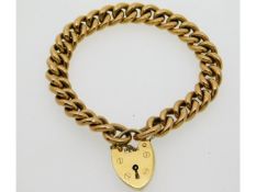 A 15ct gold bracelet with 9ct gold lock, 7in long,