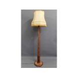 A retro teak & chenille standard lamp, height 74in