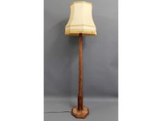 A retro teak & chenille standard lamp, height 74in