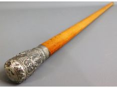 A gentleman's Malacca walking cane with embossed O