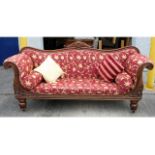 A 19thC. mahogany chaise longue, 84.5in wide x 27.