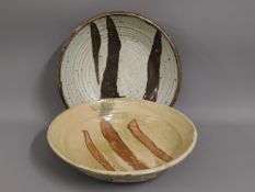 Two large John Bedding studio pottery bowls, one w