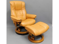 An Ekornes Stressless Paloma leather chair & stool