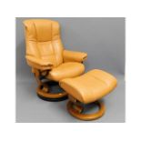 An Ekornes Stressless Paloma leather chair & stool