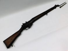 An Enfield No.4 Mk II rifle with bayonet, marked S