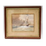 A framed watercolour of ship at sea by W. Vernon,