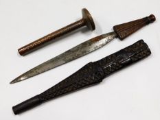 Tribal Art: A 19thC. Kris style dagger, 12.25in lo