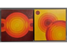 Two Stephen James Beer geometric oil on canvas, 00