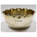 A 1904 Sheffield silver bowl with crimped edge by