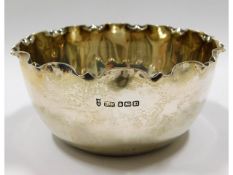 A 1904 Sheffield silver bowl with crimped edge by