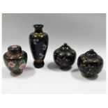 A pair of c.1900 Japanese cloisonne lidded jars, l