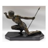 A French art deco style bronze sculpture of a hunt