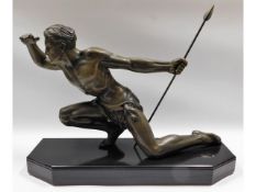 A French art deco style bronze sculpture of a hunt