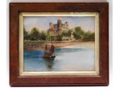 An oak framed oil on panel depicting Rochester Cas